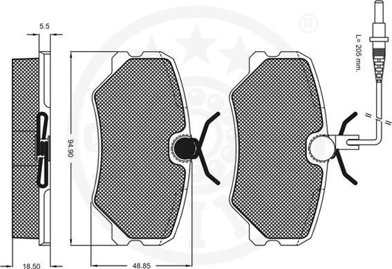 Optimal 9539 - Тормозные колодки, дисковые, комплект avtokuzovplus.com.ua