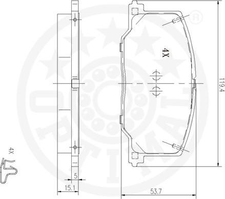 Optimal 9549 - Гальмівні колодки, дискові гальма autocars.com.ua