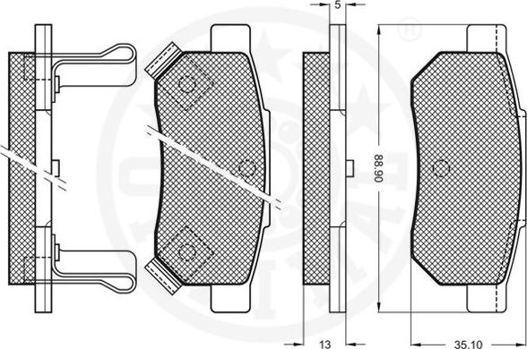 Optimal 9572 - Гальмівні колодки, дискові гальма autocars.com.ua