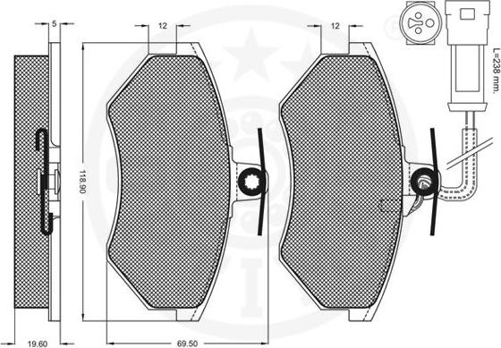 Optimal 9773 - Гальмівні колодки, дискові гальма autocars.com.ua