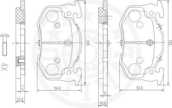 Optimal 9858 - Гальмівні колодки, дискові гальма autocars.com.ua