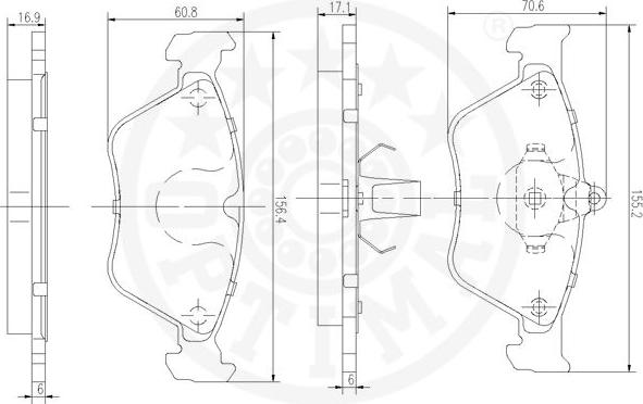 Optimal 9915 - Тормозные колодки, дисковые, комплект avtokuzovplus.com.ua