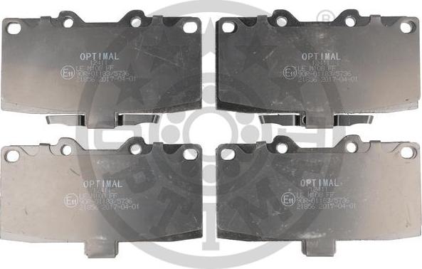 Optimal BP-12411 - Гальмівні колодки, дискові гальма autocars.com.ua