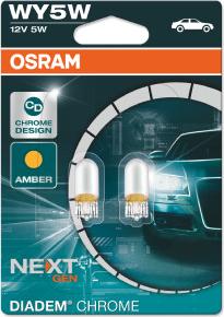Osram 2827DC-02B - к-кт 2шт Лампа WY5W Diadem chrome 12V 5W W2.1X9 упаковка блістер autocars.com.ua
