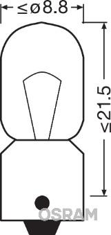 Osram 3893 - Лампа допоміжн. освітлення T4W 12V 4W BA9s вир-во OSRAM autocars.com.ua