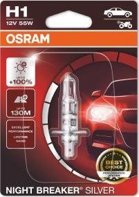 Osram 64150NBS-01B - Лампа фарна H1 12V 55W P14.5s NIGHT BREAKER SILVER 100 blister вир-во OSRAM autocars.com.ua