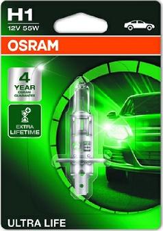 Osram 64150ULT-01B - Лампа Osram Ultra Life H1 55W 12V P14.5S потроєний строк службиупаковка блістер autocars.com.ua
