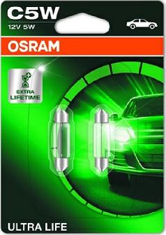 Osram 6418ULT-02B - Лампа допоміжн. освітлення C5W 12V 5W SV8.5-8.5 Ultra Life blister вир-во OSRAM autocars.com.ua