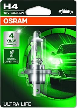 Osram 64193ULT-01B - Лампа фарна H4 12V 60-55W P43t ULTRA LIFE 1шт.blister вир-во OSRAM autocars.com.ua