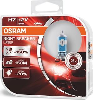 Osram 64210NL-HCB - Лампа галогенова Night Breaker Laser 150 H7 12V 55W 2 шт. autocars.com.ua