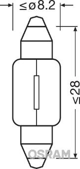 Osram 6428 - Лампа софітна допоможе. освітлення C3W 12V 3W SV7-8 вир-во OSRAM autocars.com.ua