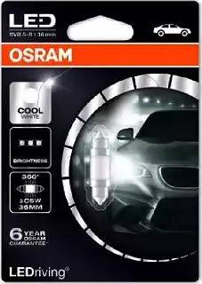 Osram 6498CW-01B - Лампа світлодіодна C5W LED 12V 1W 6000K 36MM SV8.5 autocars.com.ua