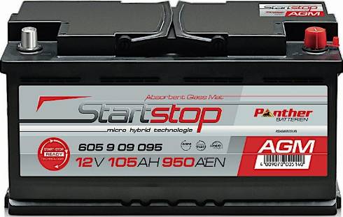 PANTHER SB.605909095 - Стартерна акумуляторна батарея, АКБ autocars.com.ua