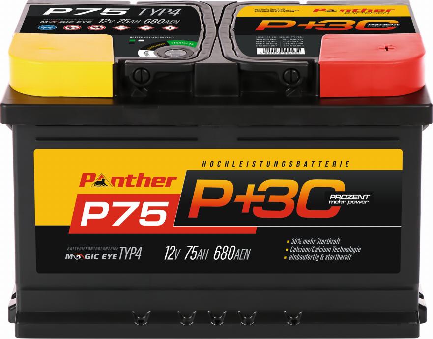 PANTHER SB.P75 - Стартерна акумуляторна батарея, АКБ autocars.com.ua