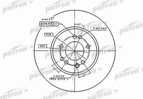 Patron PBD1585 - Тормозной диск avtokuzovplus.com.ua