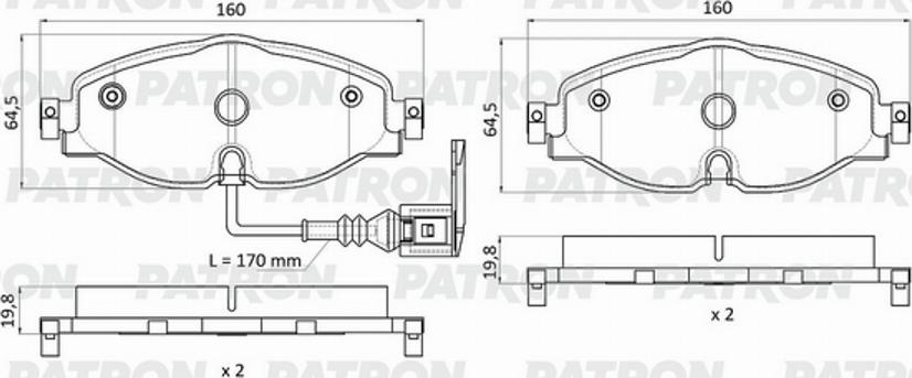 Patron PBP1307 - Тормозные колодки, дисковые, комплект avtokuzovplus.com.ua