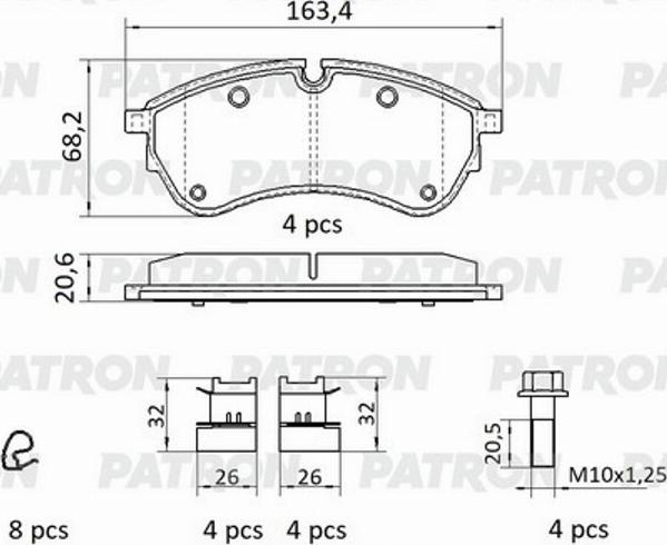 Patron PBP242 - Тормозные колодки, дисковые, комплект avtokuzovplus.com.ua