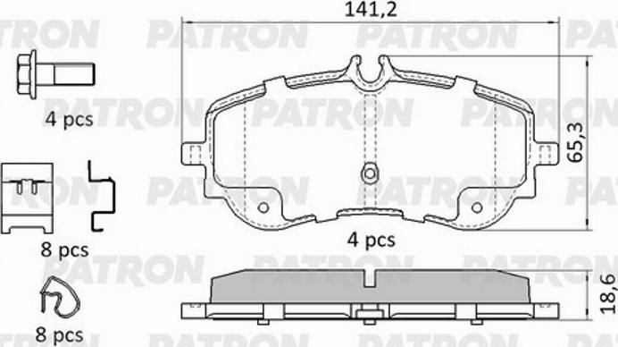 Patron PBP244 - Тормозные колодки, дисковые, комплект avtokuzovplus.com.ua