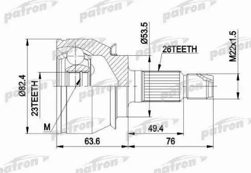 Patron PCV1001 - Шарнирный комплект, ШРУС, приводной вал avtokuzovplus.com.ua