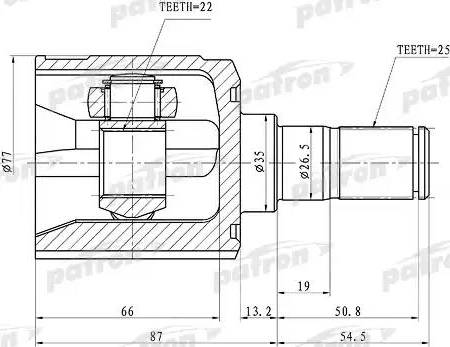 Patron PCV1010 - Шарнирный комплект, ШРУС, приводной вал avtokuzovplus.com.ua