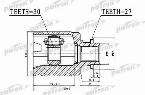 Patron PCV1017 - Шарнірний комплект, ШРУС, приводний вал autocars.com.ua