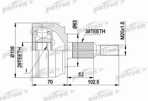 Patron PCV1033 - Шарнирный комплект, ШРУС, приводной вал avtokuzovplus.com.ua