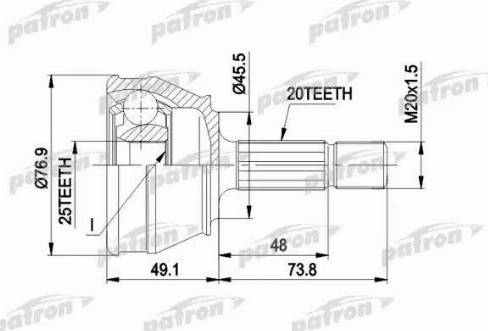 Patron PCV1035 - Шарнірний комплект, ШРУС, приводний вал autocars.com.ua