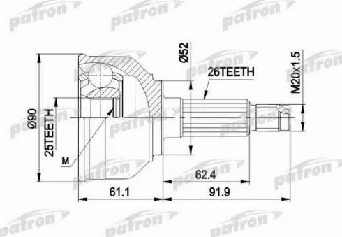 Patron PCV1042 - Шарнірний комплект, ШРУС, приводний вал autocars.com.ua