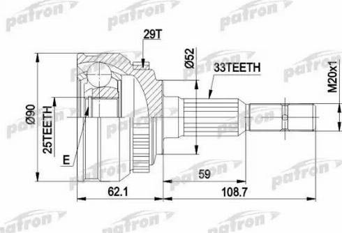 Patron PCV1051 - Шарнірний комплект, ШРУС, приводний вал autocars.com.ua