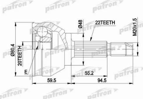 Patron PCV1055 - Шарнирный комплект, ШРУС, приводной вал avtokuzovplus.com.ua