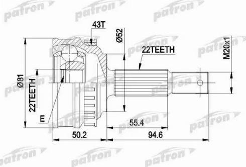 Patron PCV1057 - Шарнирный комплект, ШРУС, приводной вал avtokuzovplus.com.ua