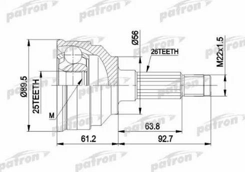 Patron PCV1059 - Шарнирный комплект, ШРУС, приводной вал avtokuzovplus.com.ua