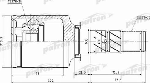 Patron PCV1068 - Шарнирный комплект, ШРУС, приводной вал autodnr.net