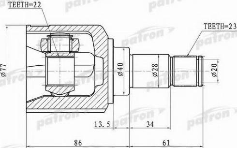 Patron PCV1071 - Шарнирный комплект, ШРУС, приводной вал avtokuzovplus.com.ua