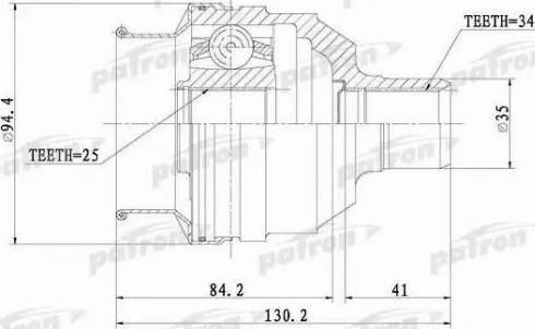 Patron PCV1072 - Шарнірний комплект, ШРУС, приводний вал autocars.com.ua