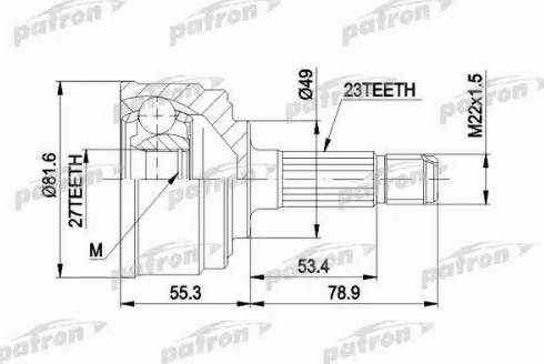 Patron PCV1086 - Шарнирный комплект, ШРУС, приводной вал avtokuzovplus.com.ua