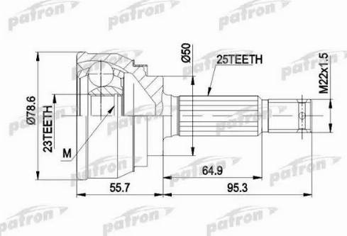 Patron PCV1104 - Шарнирный комплект, ШРУС, приводной вал avtokuzovplus.com.ua