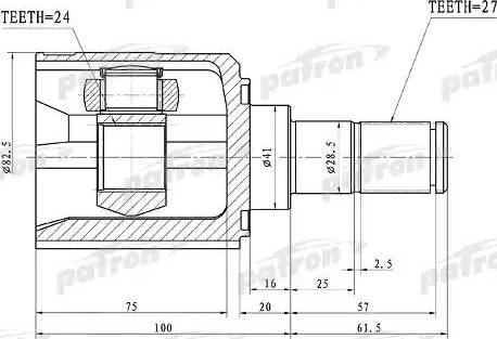 Patron PCV1105 - Шарнірний комплект, ШРУС, приводний вал autocars.com.ua