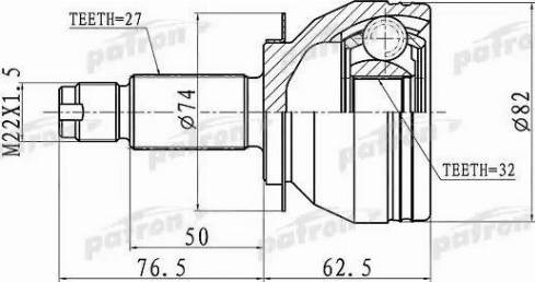 Patron PCV1106 - Шарнирный комплект, ШРУС, приводной вал avtokuzovplus.com.ua