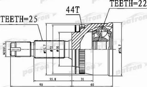 Patron PCV1111 - Шарнирный комплект, ШРУС, приводной вал avtokuzovplus.com.ua