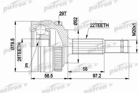 Patron PCV1116 - Шарнірний комплект, ШРУС, приводний вал autocars.com.ua