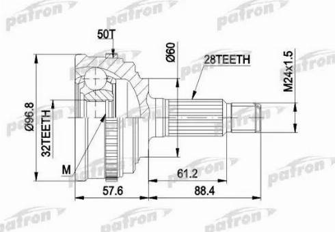 Patron PCV1131A - Шарнірний комплект, ШРУС, приводний вал autocars.com.ua