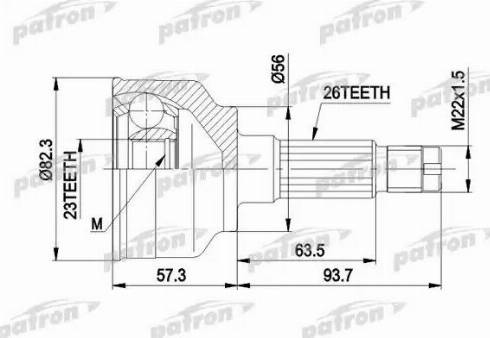 Patron PCV1135 - Шарнирный комплект, ШРУС, приводной вал avtokuzovplus.com.ua