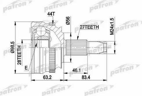 Patron PCV1152 - Шарнірний комплект, ШРУС, приводний вал autocars.com.ua