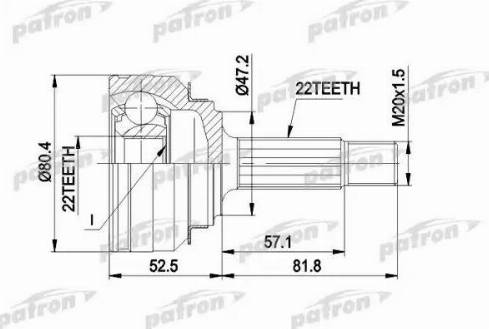 Patron PCV1158 - Шарнирный комплект, ШРУС, приводной вал autodnr.net