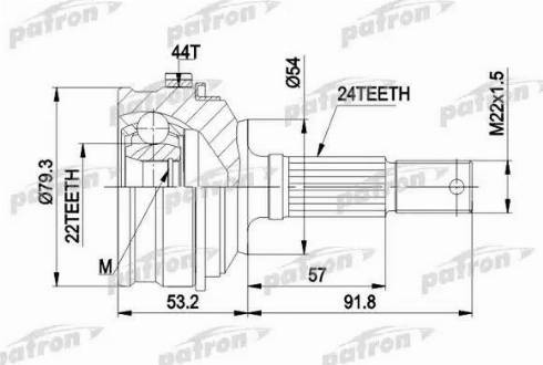 Patron PCV1159 - Шарнірний комплект, ШРУС, приводний вал autocars.com.ua