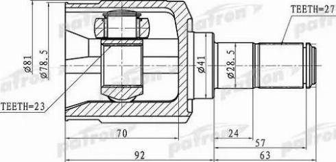 Patron PCV1162 - Шарнірний комплект, ШРУС, приводний вал autocars.com.ua