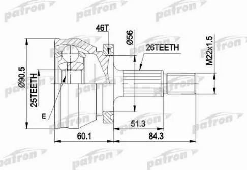 Patron PCV1167 - Шарнирный комплект, ШРУС, приводной вал avtokuzovplus.com.ua