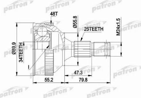 Patron PCV1176 - Шарнірний комплект, ШРУС, приводний вал autocars.com.ua