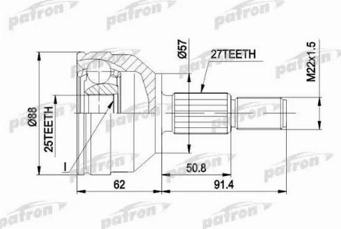 Patron PCV1202 - Шарнирный комплект, ШРУС, приводной вал avtokuzovplus.com.ua